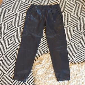 Vince Black 100% Leather Jogger Pants